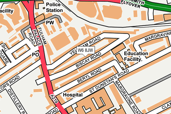 W6 8JW map - OS OpenMap – Local (Ordnance Survey)
