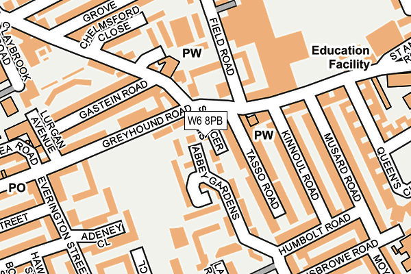 W6 8PB map - OS OpenMap – Local (Ordnance Survey)