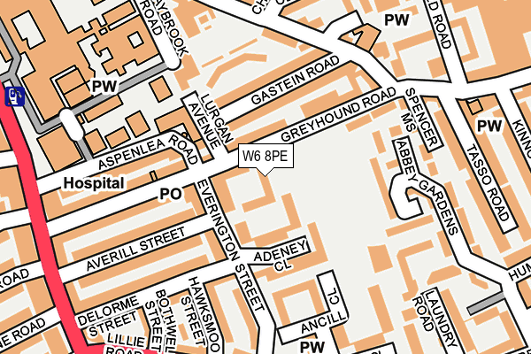 W6 8PE map - OS OpenMap – Local (Ordnance Survey)