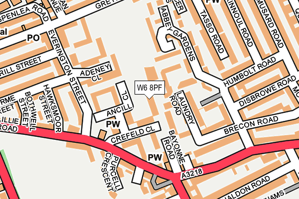 W6 8PF map - OS OpenMap – Local (Ordnance Survey)