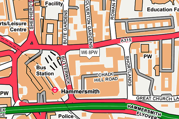 W6 8PW map - OS OpenMap – Local (Ordnance Survey)