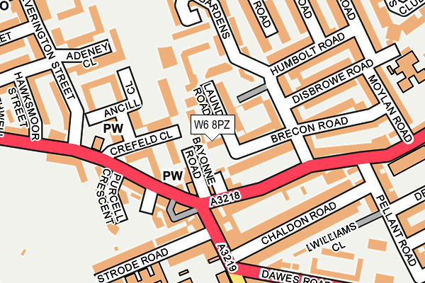 W6 8PZ map - OS OpenMap – Local (Ordnance Survey)