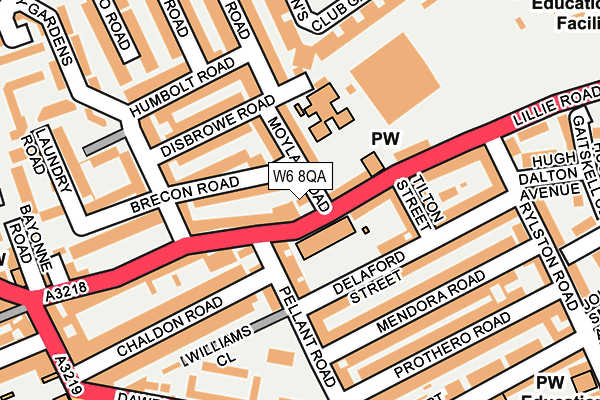 W6 8QA map - OS OpenMap – Local (Ordnance Survey)