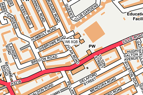 W6 8QB map - OS OpenMap – Local (Ordnance Survey)