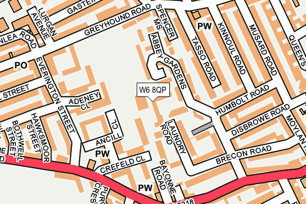 W6 8QP map - OS OpenMap – Local (Ordnance Survey)