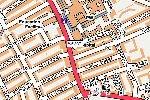 W6 8QT map - OS OpenMap – Local (Ordnance Survey)