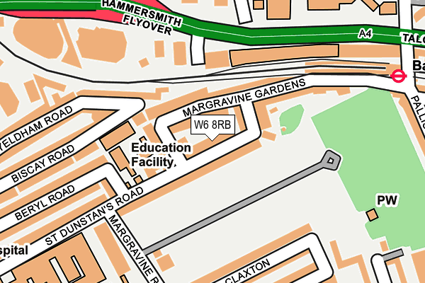 W6 8RB map - OS OpenMap – Local (Ordnance Survey)