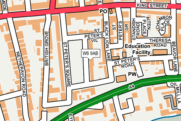 W6 9AB map - OS OpenMap – Local (Ordnance Survey)