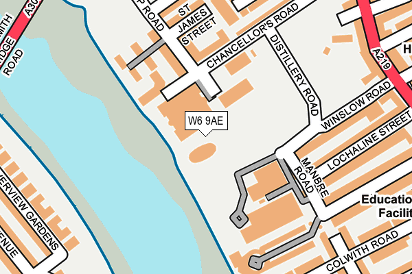W6 9AE map - OS OpenMap – Local (Ordnance Survey)