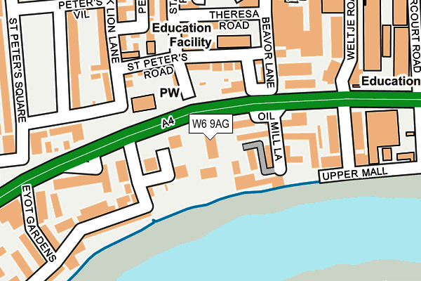 W6 9AG map - OS OpenMap – Local (Ordnance Survey)