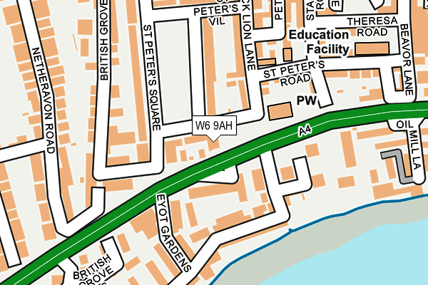 W6 9AH map - OS OpenMap – Local (Ordnance Survey)