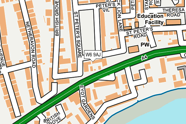 W6 9AJ map - OS OpenMap – Local (Ordnance Survey)