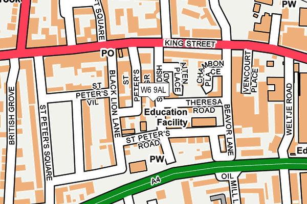 W6 9AL map - OS OpenMap – Local (Ordnance Survey)