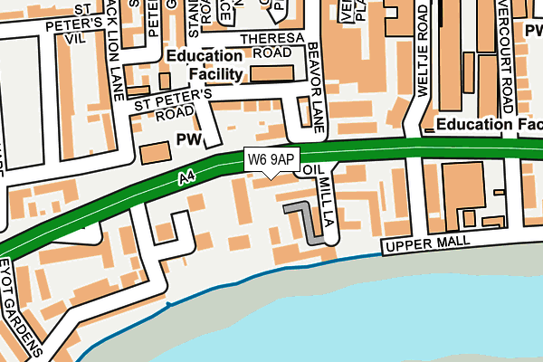W6 9AP map - OS OpenMap – Local (Ordnance Survey)