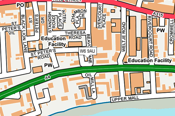 W6 9AU map - OS OpenMap – Local (Ordnance Survey)