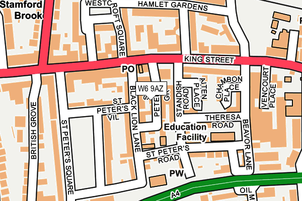 W6 9AZ map - OS OpenMap – Local (Ordnance Survey)