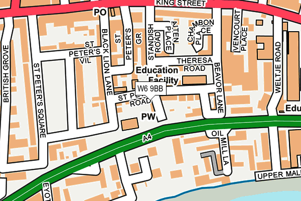 W6 9BB map - OS OpenMap – Local (Ordnance Survey)