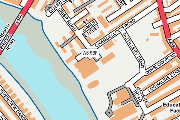 W6 9BF map - OS OpenMap – Local (Ordnance Survey)