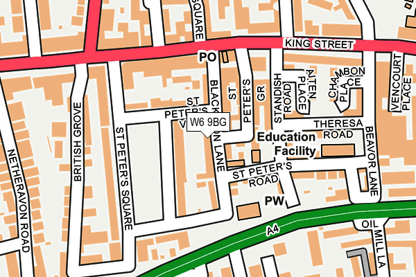 W6 9BG map - OS OpenMap – Local (Ordnance Survey)