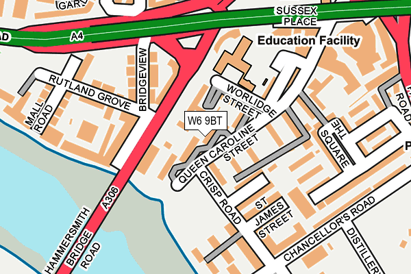 W6 9BT map - OS OpenMap – Local (Ordnance Survey)