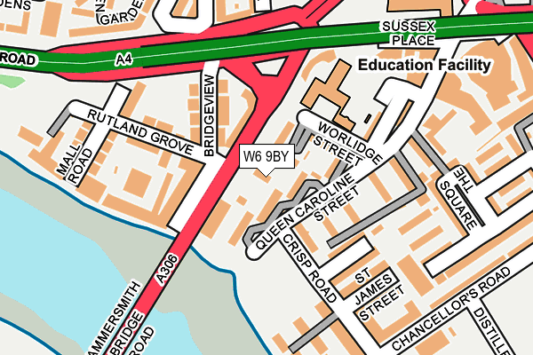 W6 9BY map - OS OpenMap – Local (Ordnance Survey)