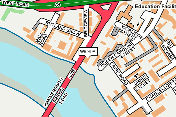 W6 9DA map - OS OpenMap – Local (Ordnance Survey)