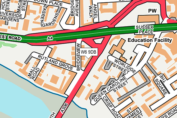 W6 9DB map - OS OpenMap – Local (Ordnance Survey)