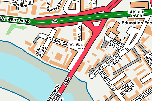 W6 9DE map - OS OpenMap – Local (Ordnance Survey)