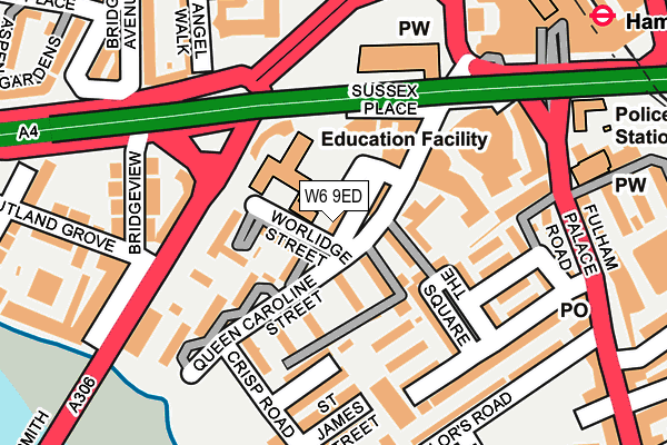 W6 9ED map - OS OpenMap – Local (Ordnance Survey)