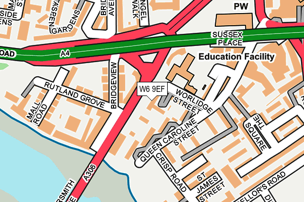 W6 9EF map - OS OpenMap – Local (Ordnance Survey)