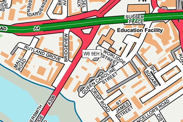 W6 9EH map - OS OpenMap – Local (Ordnance Survey)