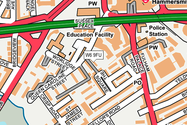 W6 9FU map - OS OpenMap – Local (Ordnance Survey)