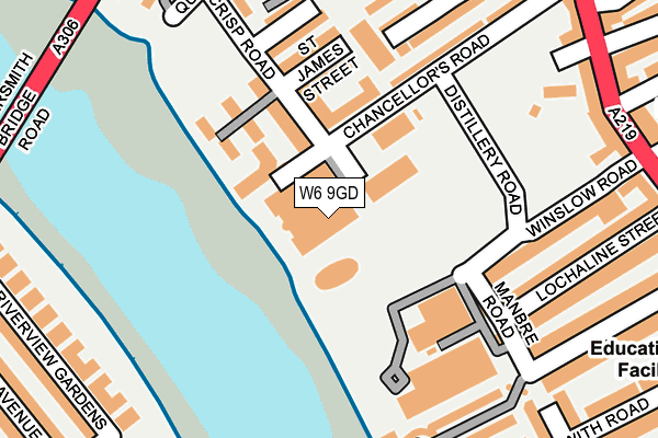 W6 9GD map - OS OpenMap – Local (Ordnance Survey)