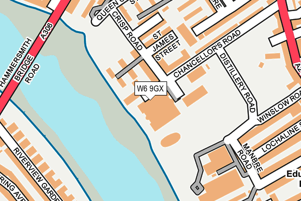 W6 9GX map - OS OpenMap – Local (Ordnance Survey)