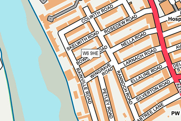 W6 9HE map - OS OpenMap – Local (Ordnance Survey)
