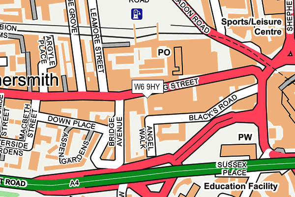 W6 9HY map - OS OpenMap – Local (Ordnance Survey)