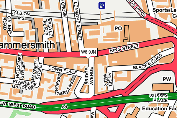 W6 9JN map - OS OpenMap – Local (Ordnance Survey)