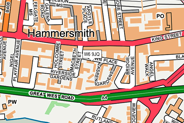 W6 9JQ map - OS OpenMap – Local (Ordnance Survey)