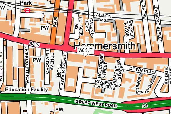 W6 9JT map - OS OpenMap – Local (Ordnance Survey)