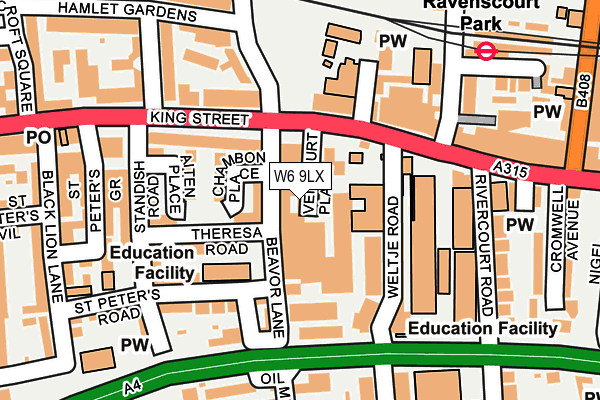 W6 9LX map - OS OpenMap – Local (Ordnance Survey)