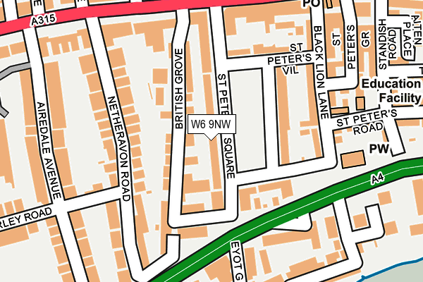 W6 9NW map - OS OpenMap – Local (Ordnance Survey)