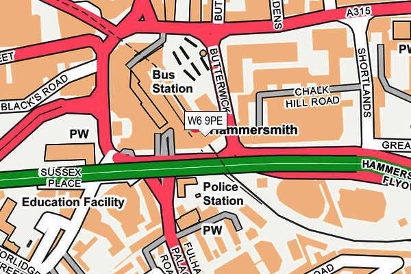 W6 9PE map - OS OpenMap – Local (Ordnance Survey)