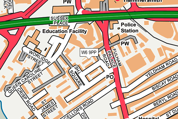 W6 9PP map - OS OpenMap – Local (Ordnance Survey)