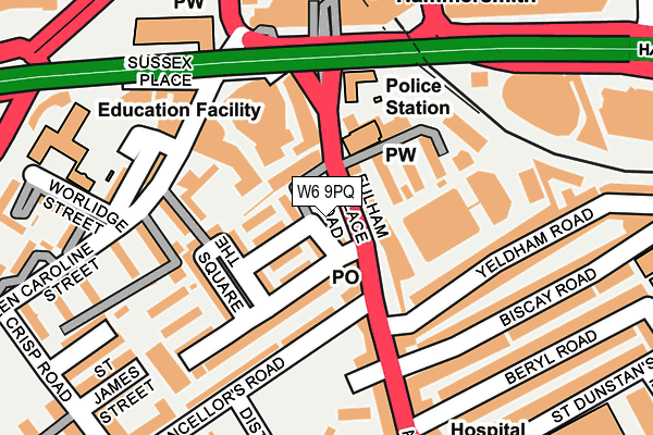 W6 9PQ map - OS OpenMap – Local (Ordnance Survey)