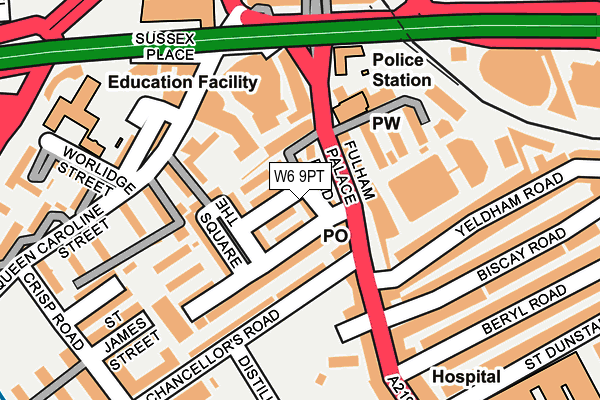 W6 9PT map - OS OpenMap – Local (Ordnance Survey)