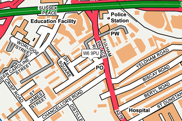 W6 9PU map - OS OpenMap – Local (Ordnance Survey)