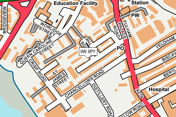 W6 9PY map - OS OpenMap – Local (Ordnance Survey)