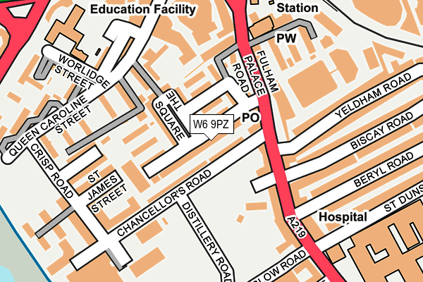 W6 9PZ map - OS OpenMap – Local (Ordnance Survey)