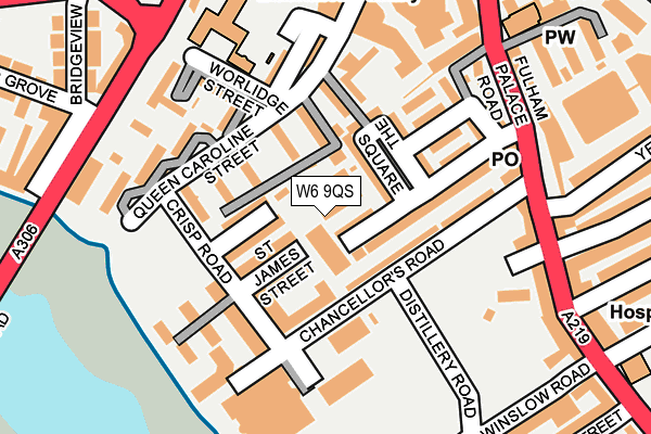 W6 9QS map - OS OpenMap – Local (Ordnance Survey)
