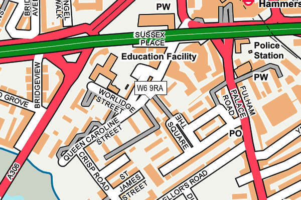 W6 9RA map - OS OpenMap – Local (Ordnance Survey)